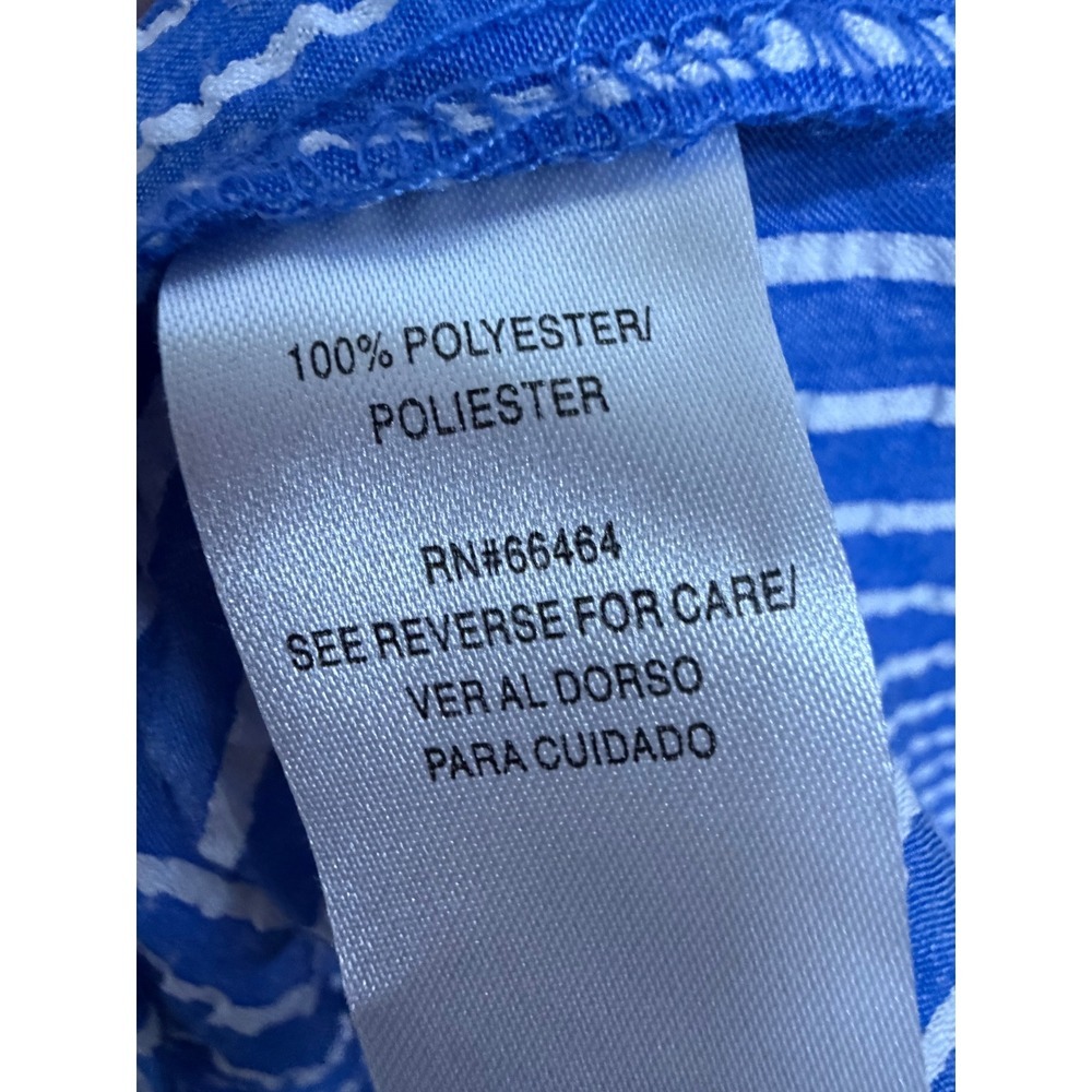 Sandra Darren Blue White Seersucker Stripe Tiered Dress Size 14 Fourth of July - Picture 6 of 6